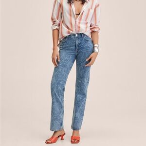 MANGO Denim Mid-rise‎ Paisley straight-leg jeans